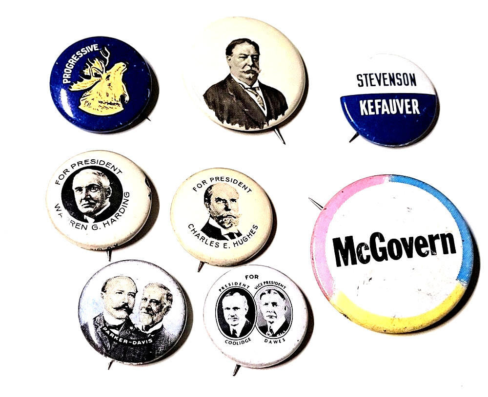 Tin Lithograph Presidential Buttons Pin Lot Issued as Collectors Items in 1972