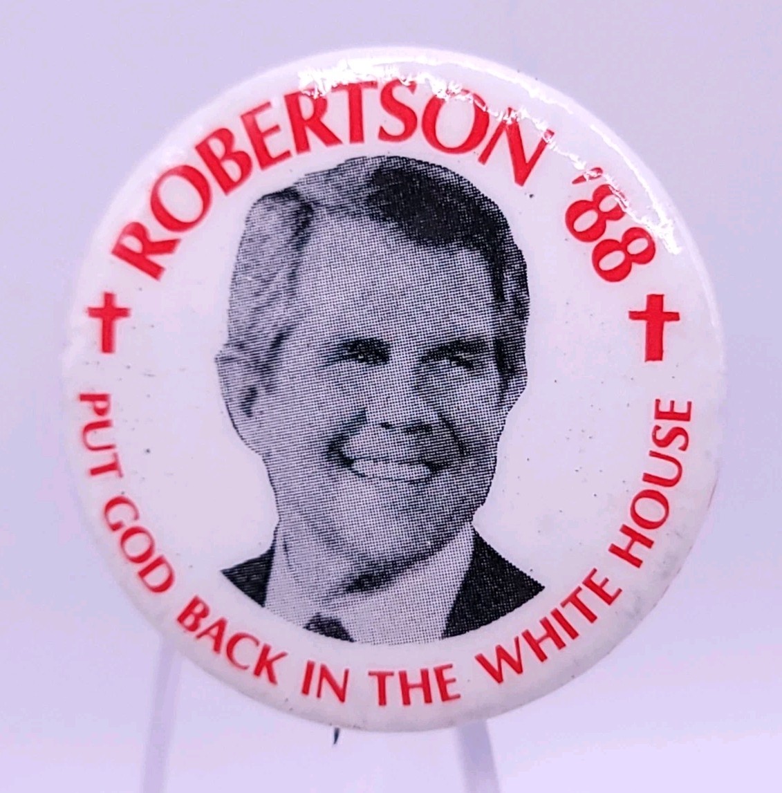 Vintage 1988 Pat Robertson Presidential Campaign Pinback Button