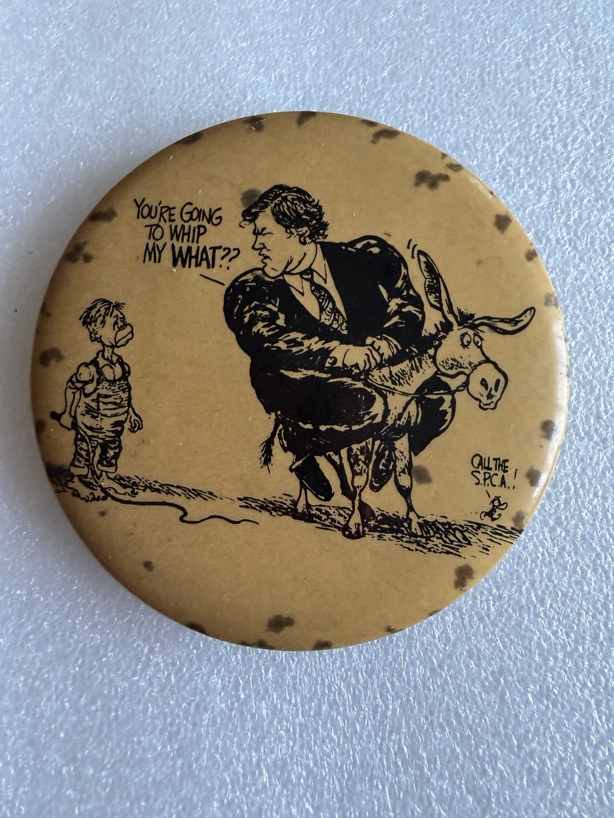 1980 DNC Ted Kennedy Jimmy Carter Satire Mule Pinback Button Political