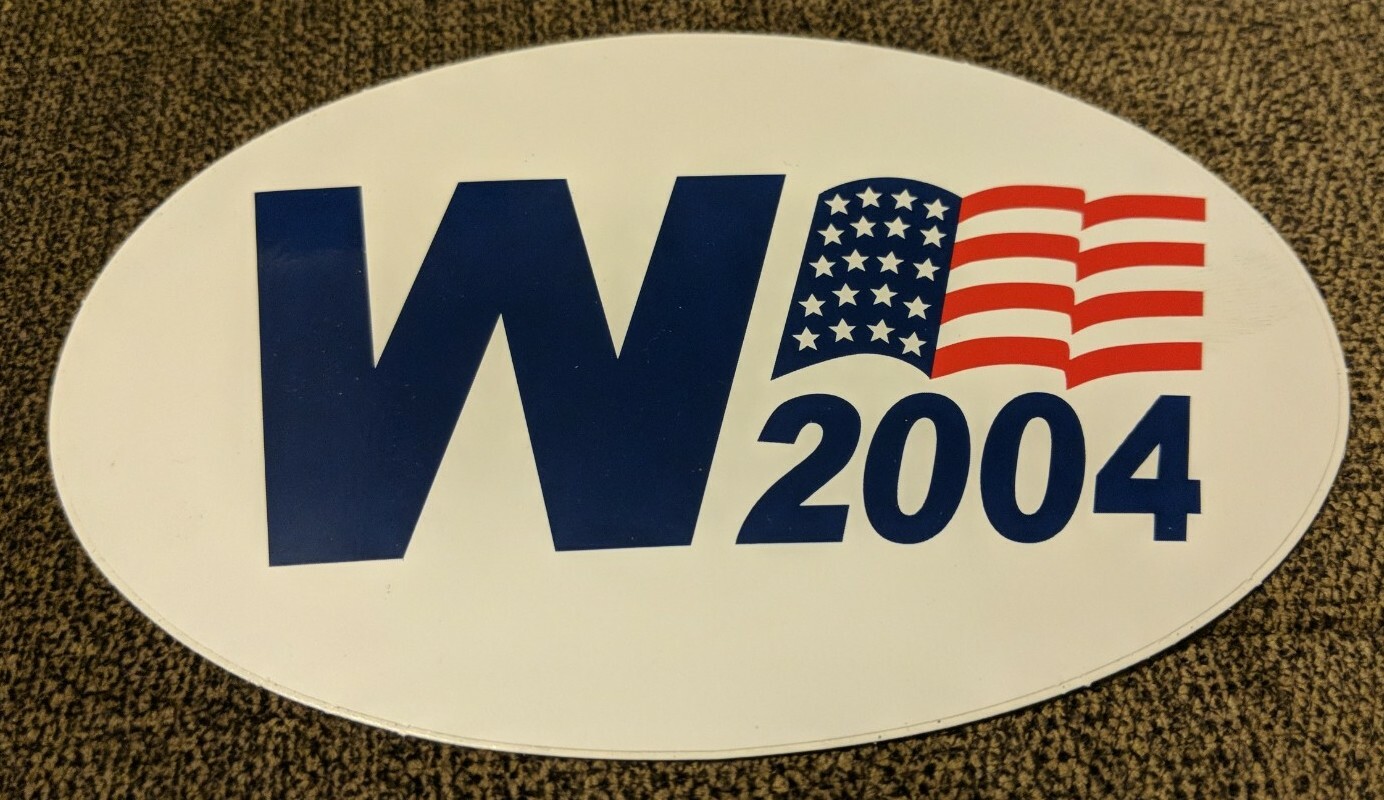 2004 George W. Bush — “W 2004” — Presidential Election Campaign Sticker Flag