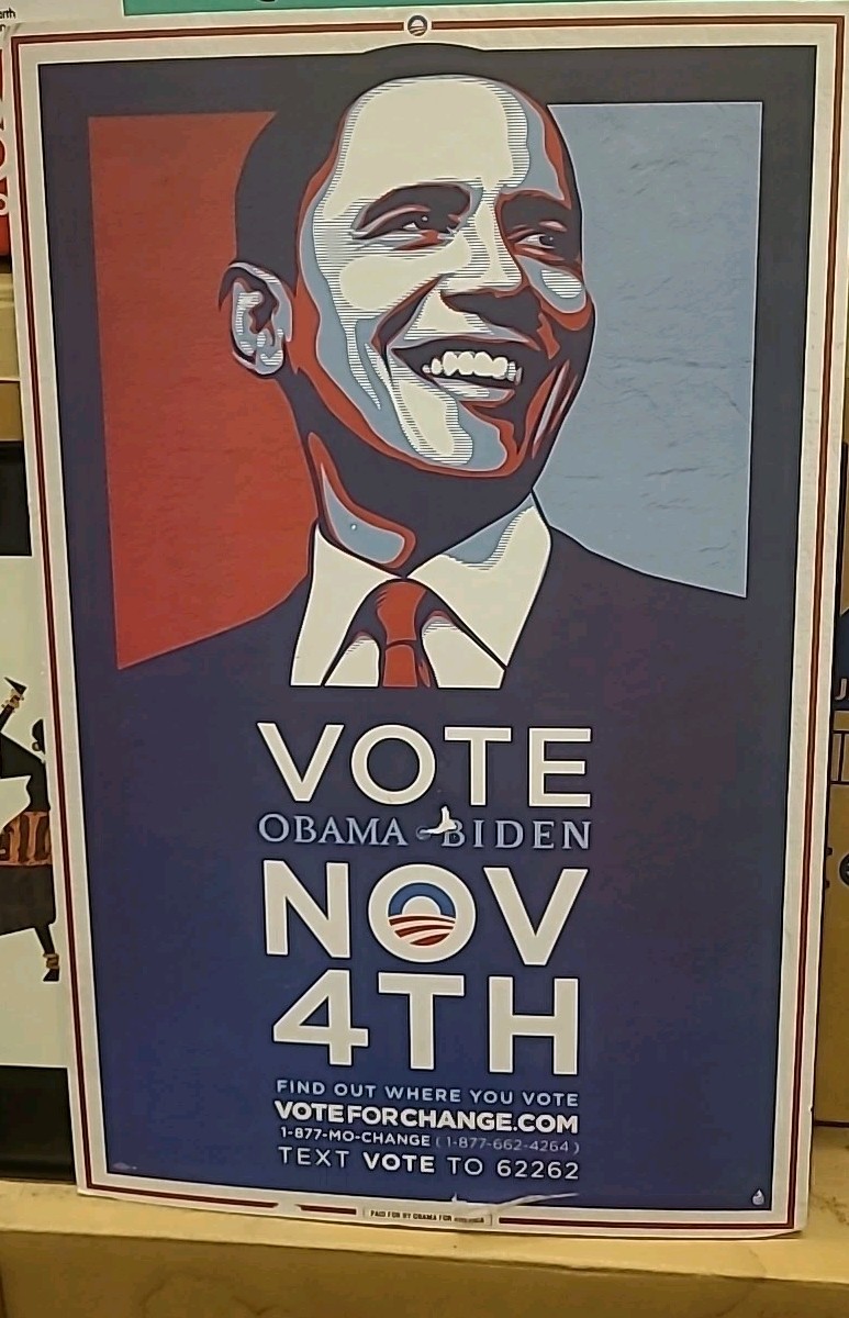 2008 Barack Obama Biden Vote Nov 4th Campaign Poster Hope Style Original