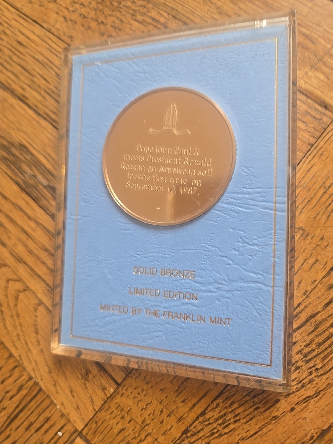 President & The Pope Eyewitness Proof Commemorative Bronze Medal Franklin Mint