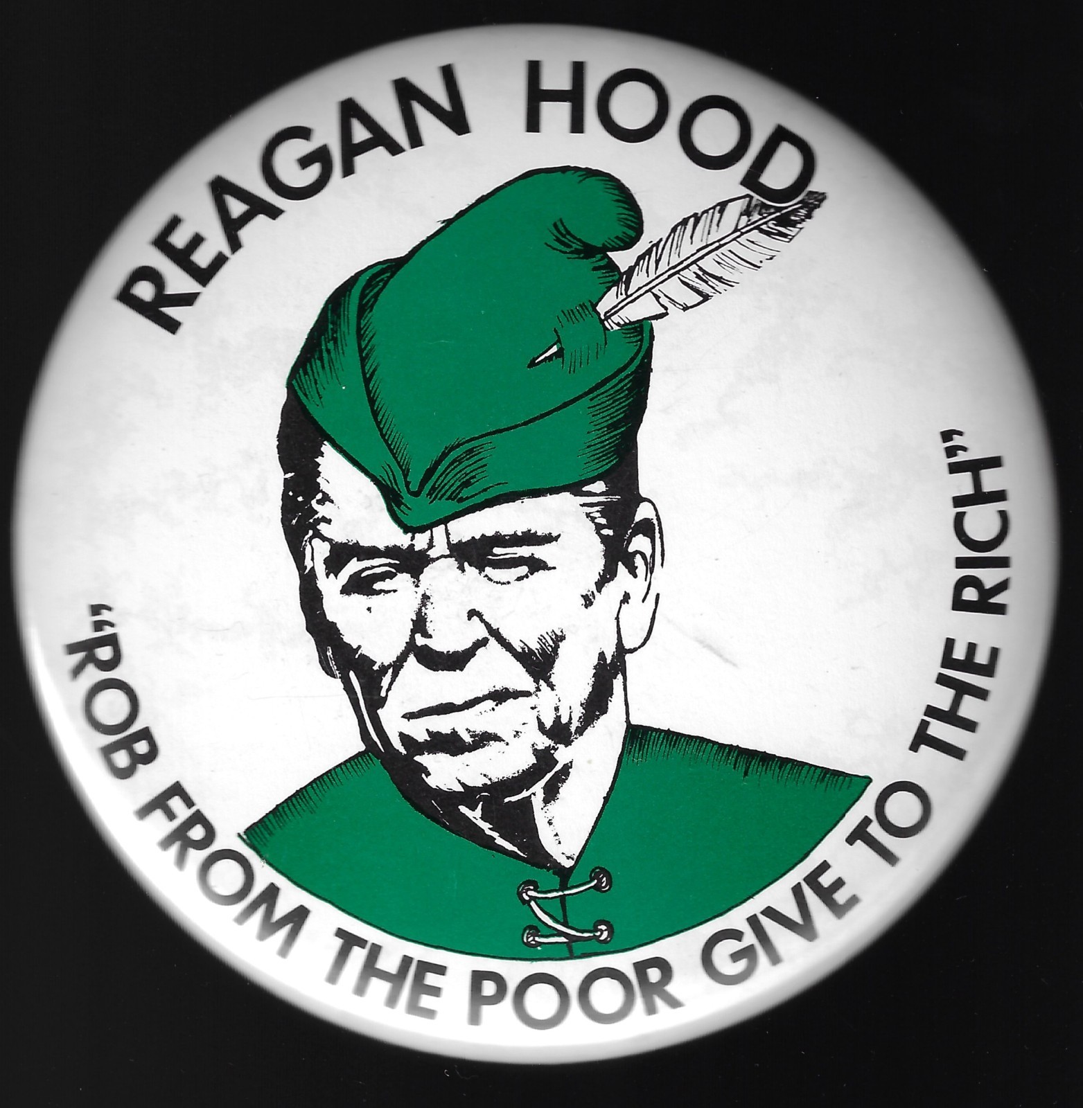 Classic Big 1984 anti-Ronald Reagan Protest Campaign Pin Reaganomics Related
