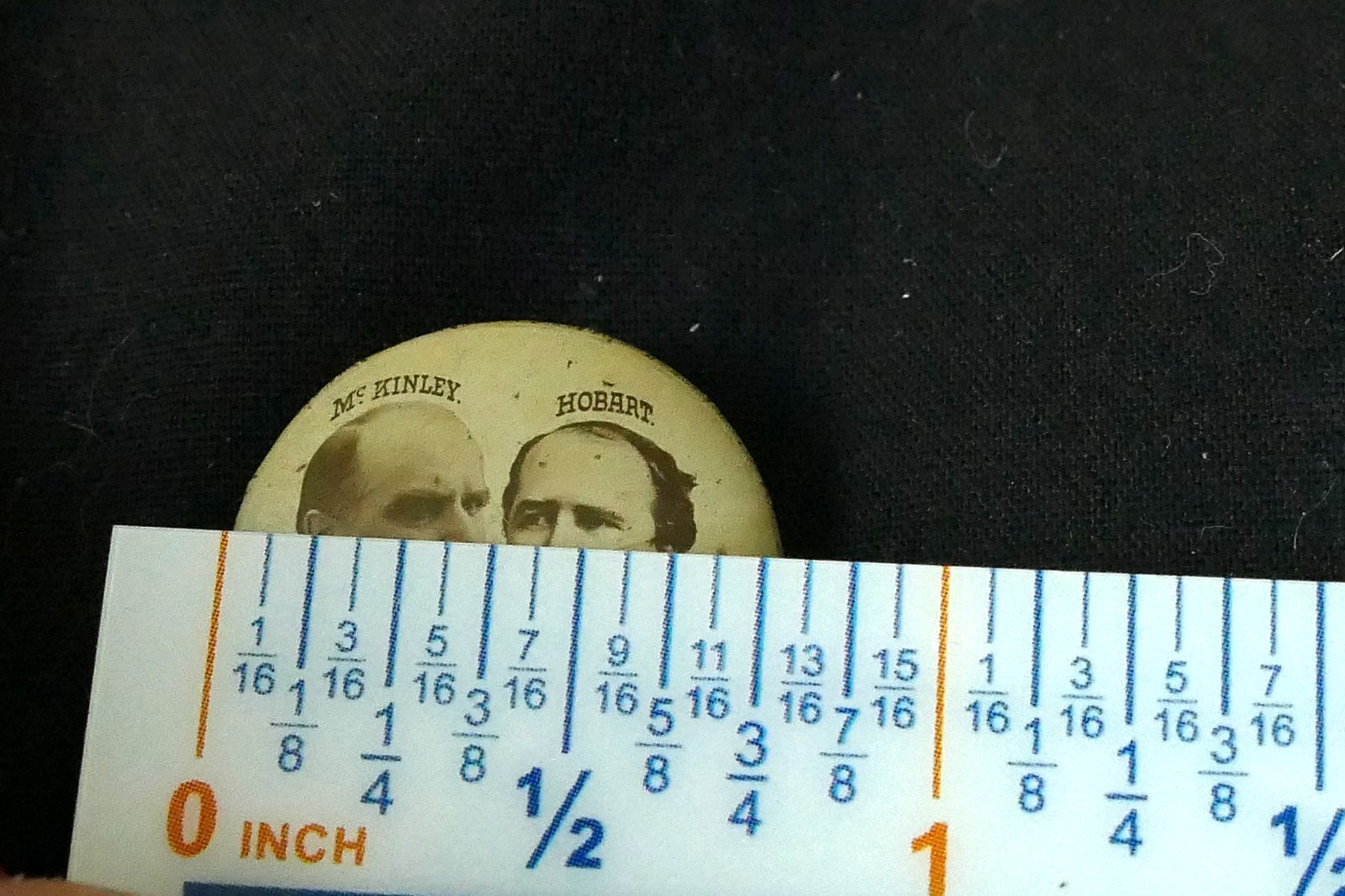 1896 William McKinley & Hobart Jugate Presidential Campaign Button Stud Pin 3/4″