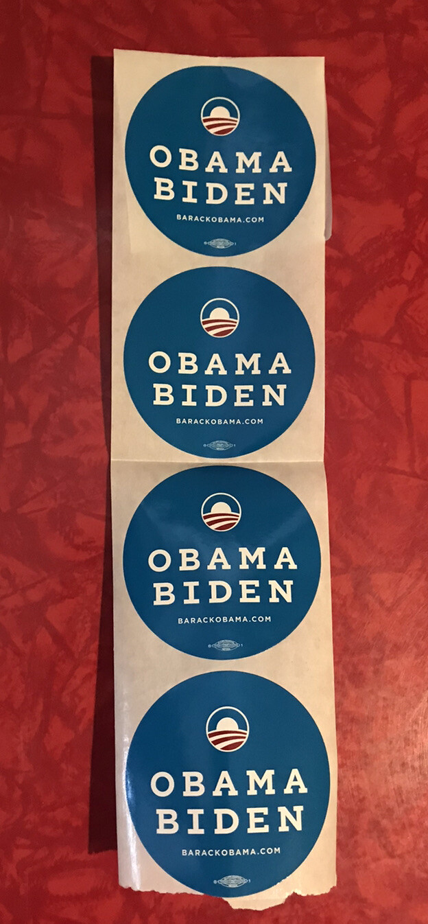 2008 BARACK OBAMA / JOE BIDEN for PRESIDENT unused LAPEL STICKER