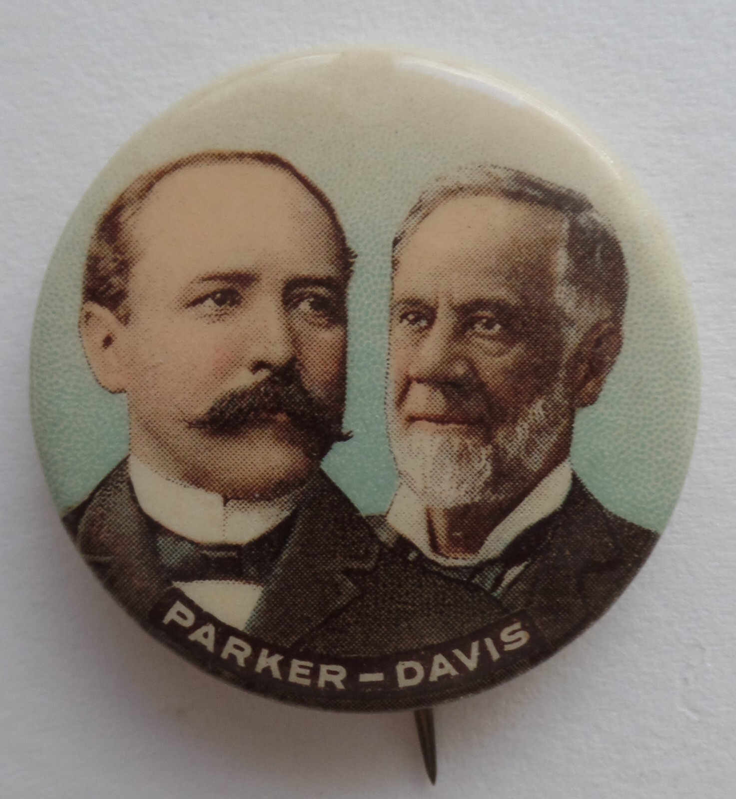 1904 Alton Parker Henry Davis Jugate Prez Campaign Pin Lost to Teddy Roosevelt