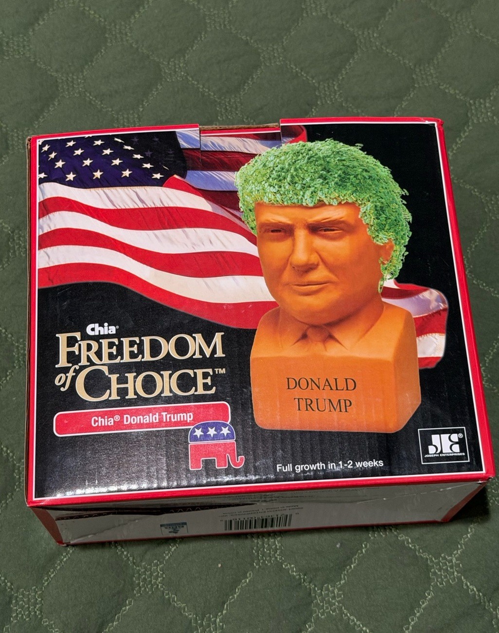 Chia Freedom of Choice Donald Trump Chia Pet Planter w/ Box & Seeds