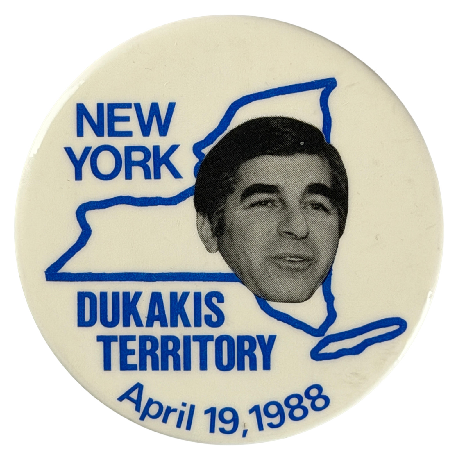 Vintage Button Pin ’88 Michael Dukakis New York Territory Campaign Button Badge