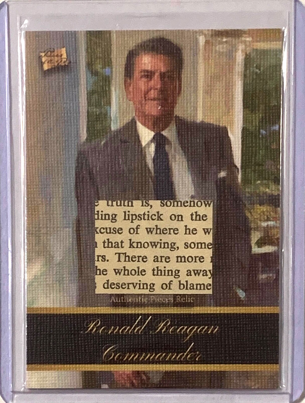 RONALD REAGAN (R) RELIC CARD w/COA 2020 BAR PIECES OF THE PAST 40th US PRESIDENT