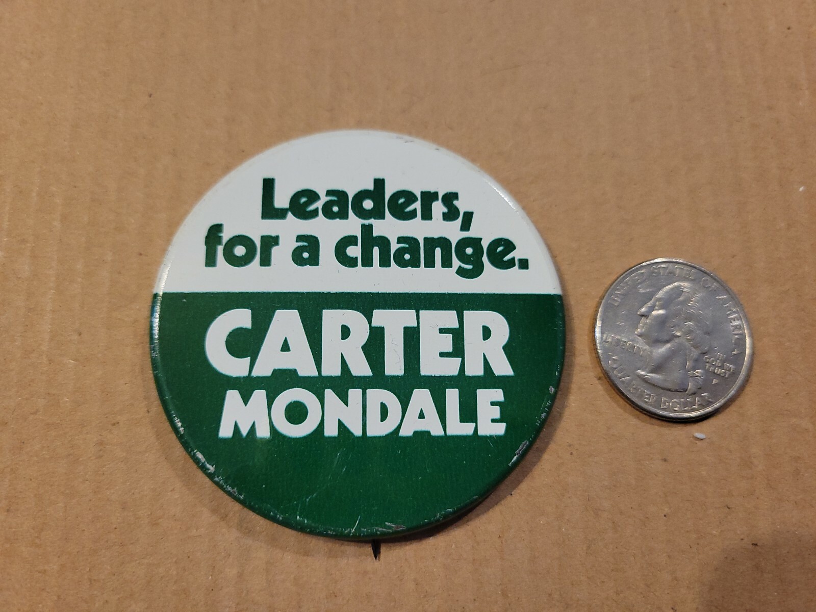 LEADERS FOR A CHANGE Carter MONDALE campaign pin button political