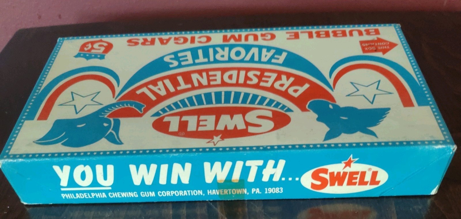 Vintage 1968 Richard Nixon Swell Bubble Gum Cigar Box – Box of 24 Pieces w/ Top
