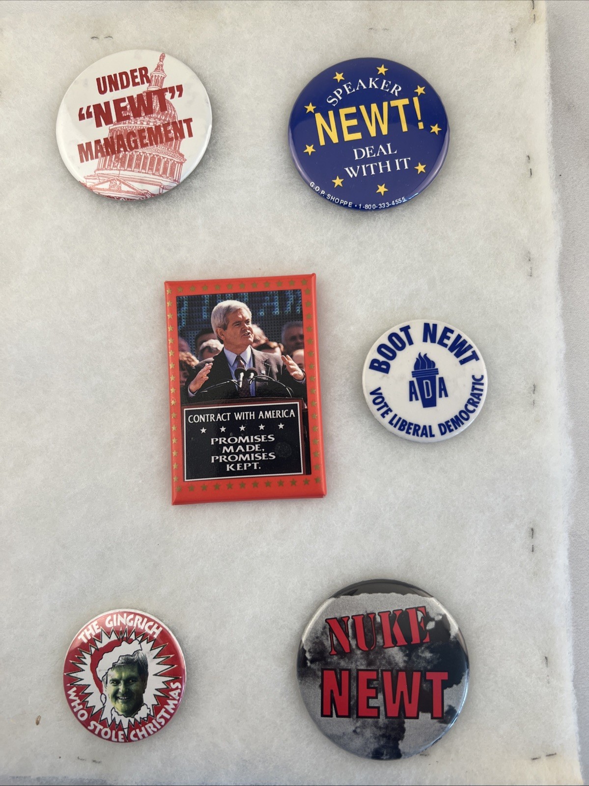 Newt Gingrich 1990s To 2000s pin Pro And Against button political
