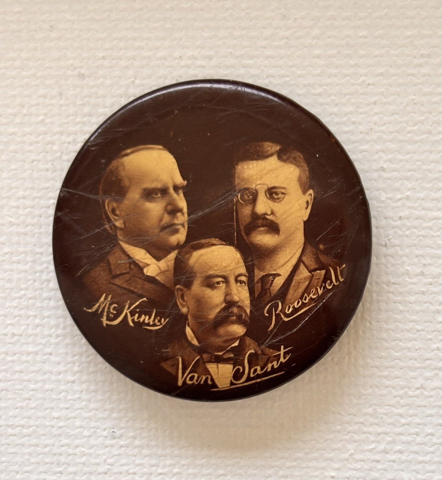 William McKinly, Theodore Rosevelt and Van Sant, Pinback Political button