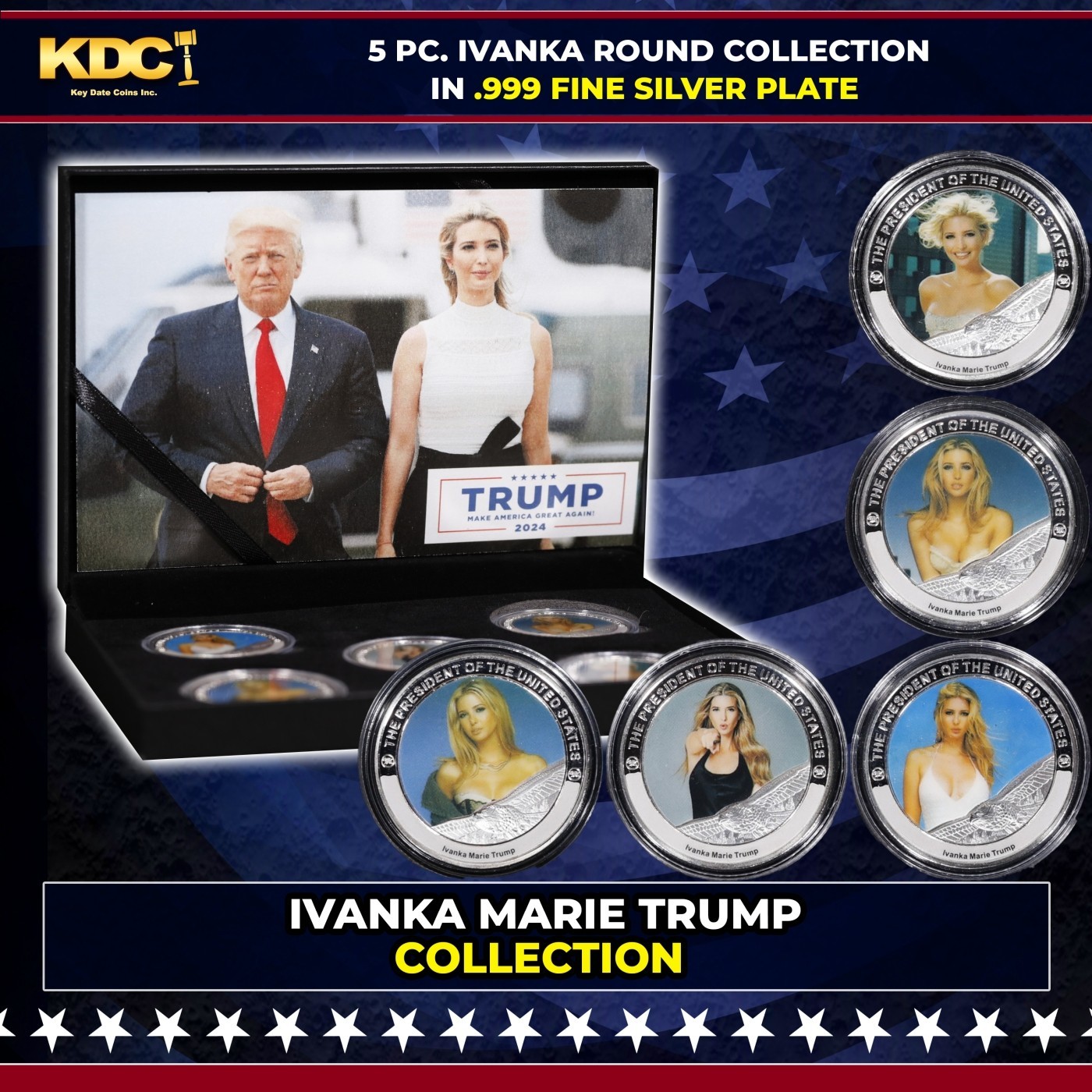 5 Coin Ivanka Trump as the POTUS Silver Plated Round Collection MAGA President