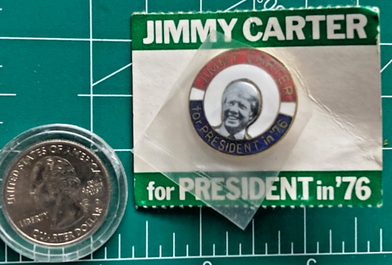 VTG NOS Jimmy Carter 1976 For President Official Political Campaign Button Pin