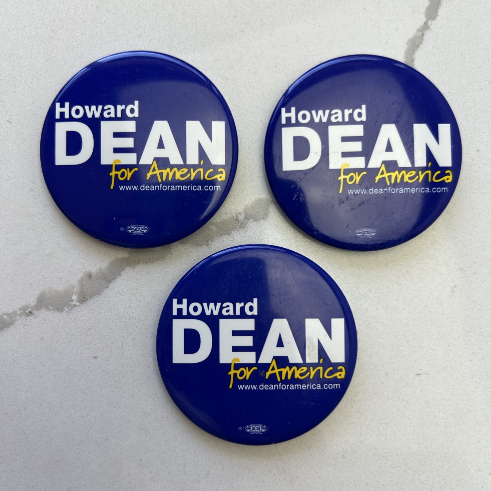 HOWARD DEAN FOR AMERICA Set of 3 Political Campaign Pins 2004