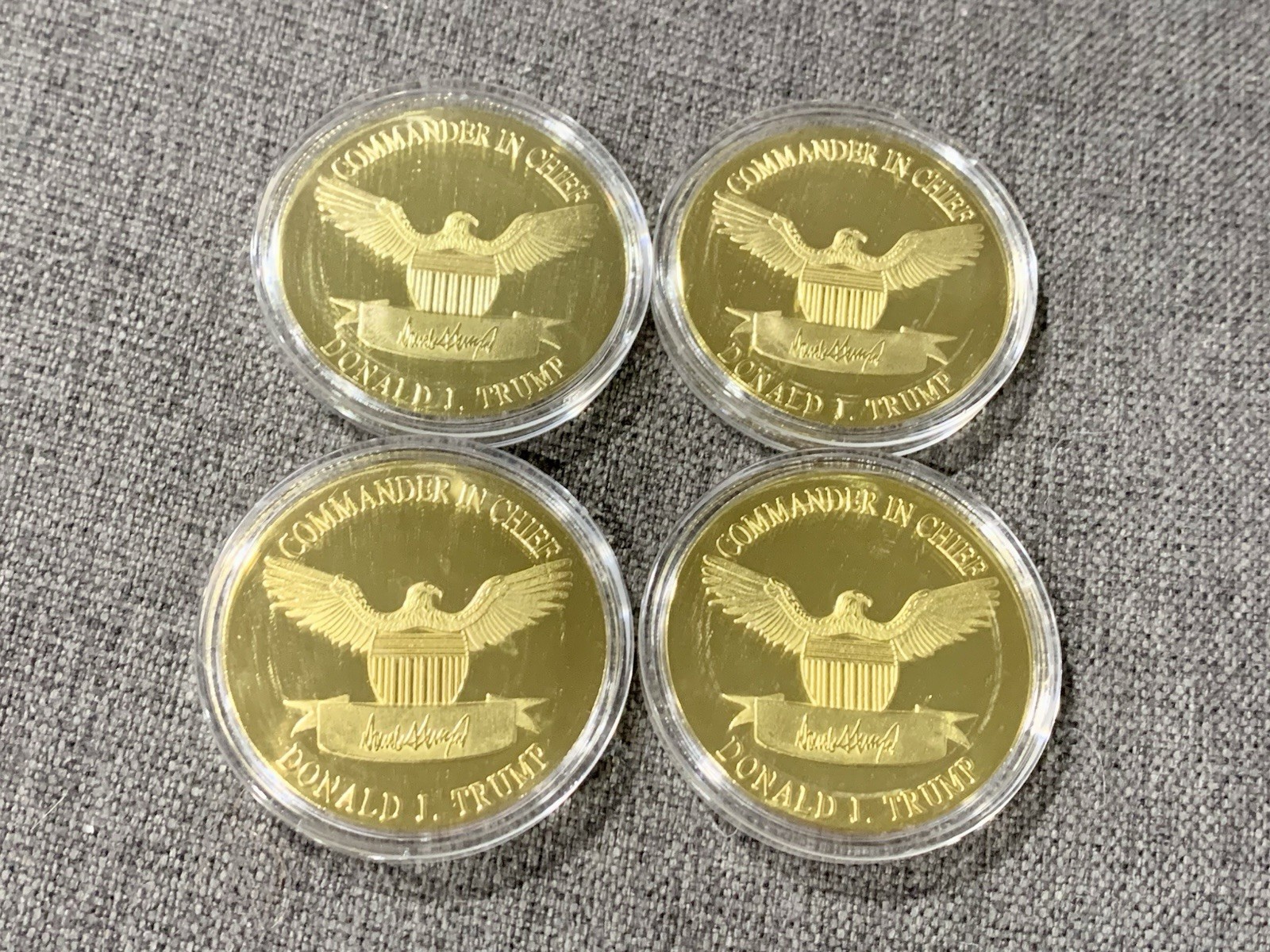Lot Of 4 Donald Trump Keep America Great Coins 2020 In Case Gold Plated?