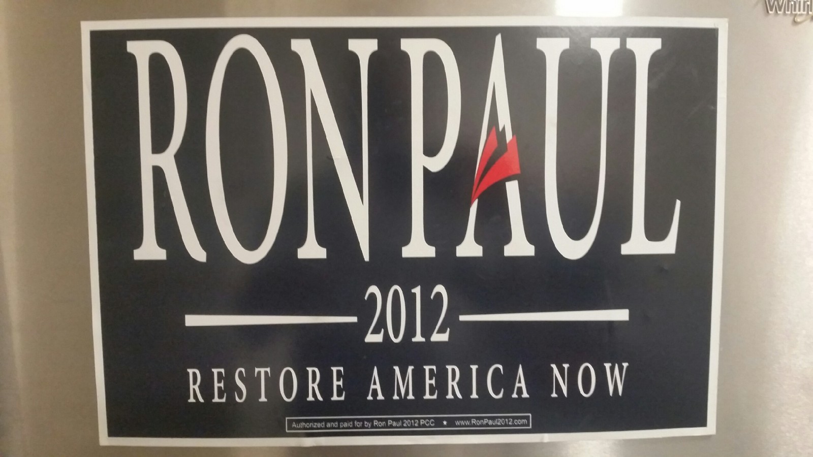 RON PAUL 2012 Magnetic Sign 18×12 *DAMAGED* USED Official Campaign for President