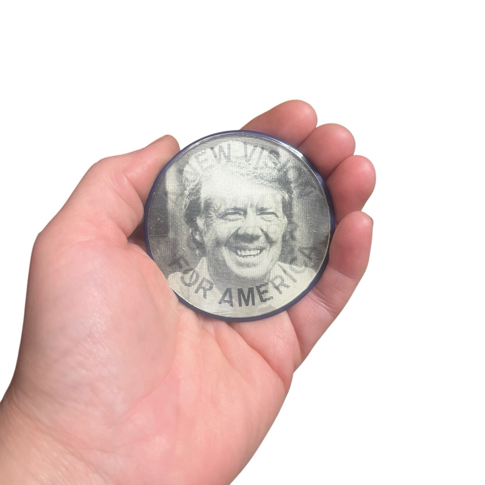 Vintage 1976 Jimmy Carter Campaign Button holographic And Tray