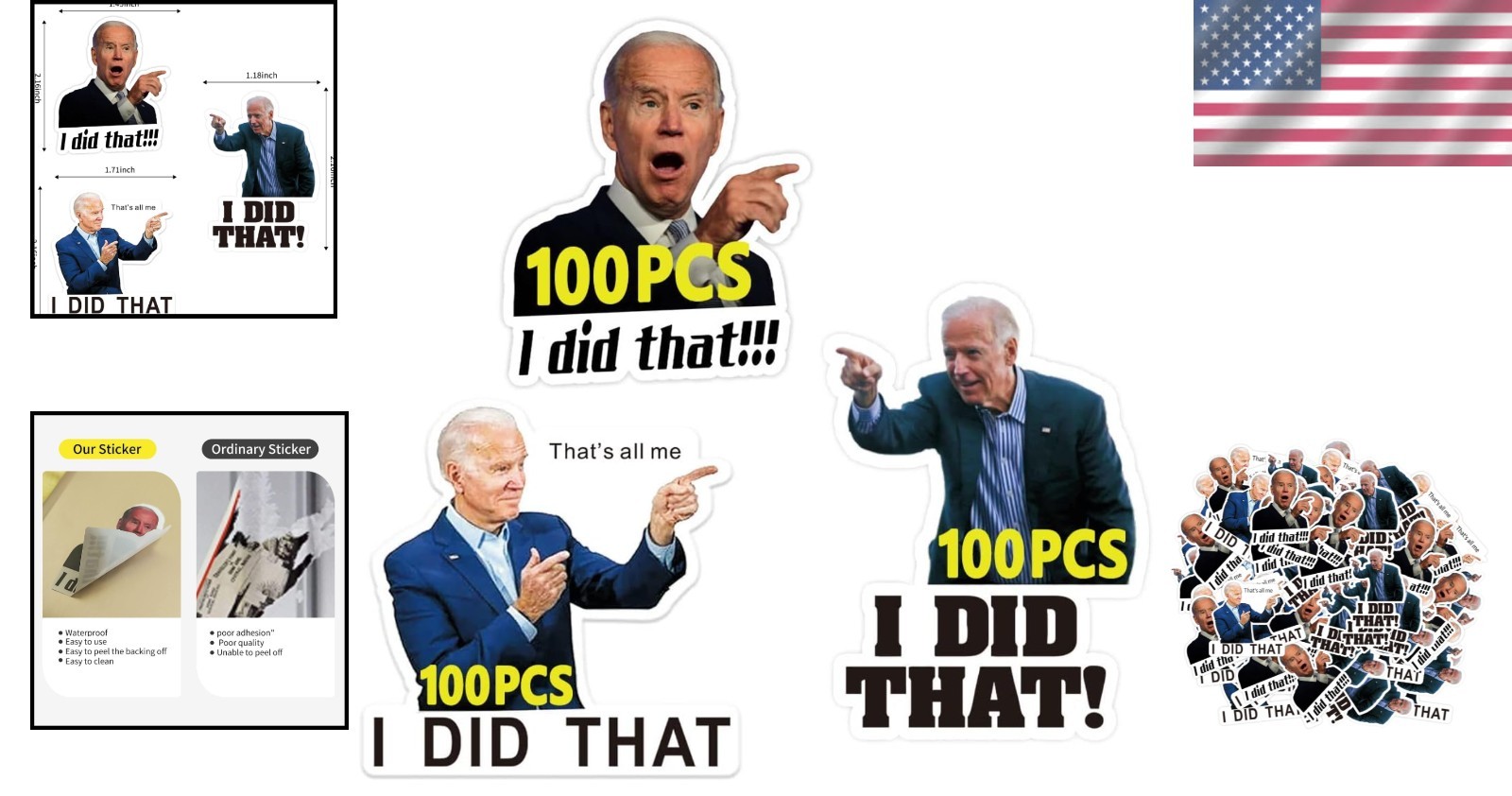 300 Pcs Reflective ‘I Did That’ Biden Stickers for Cars & Laptops – Funny Decals