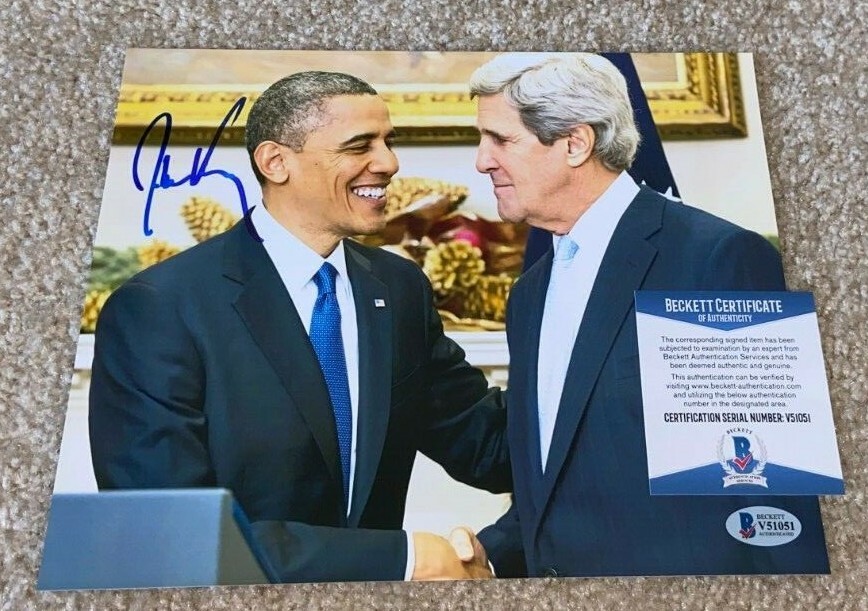 JOHN KERRY SIGNED 8X10 PHOTO 2004 PRESIDENT SECRETARY OF STATE UNDER OBAMA BAS