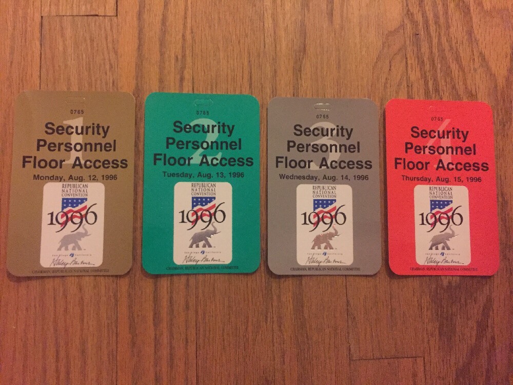 1996 Republican National Convention Security Personnel Floor Passes Set Bob Dole
