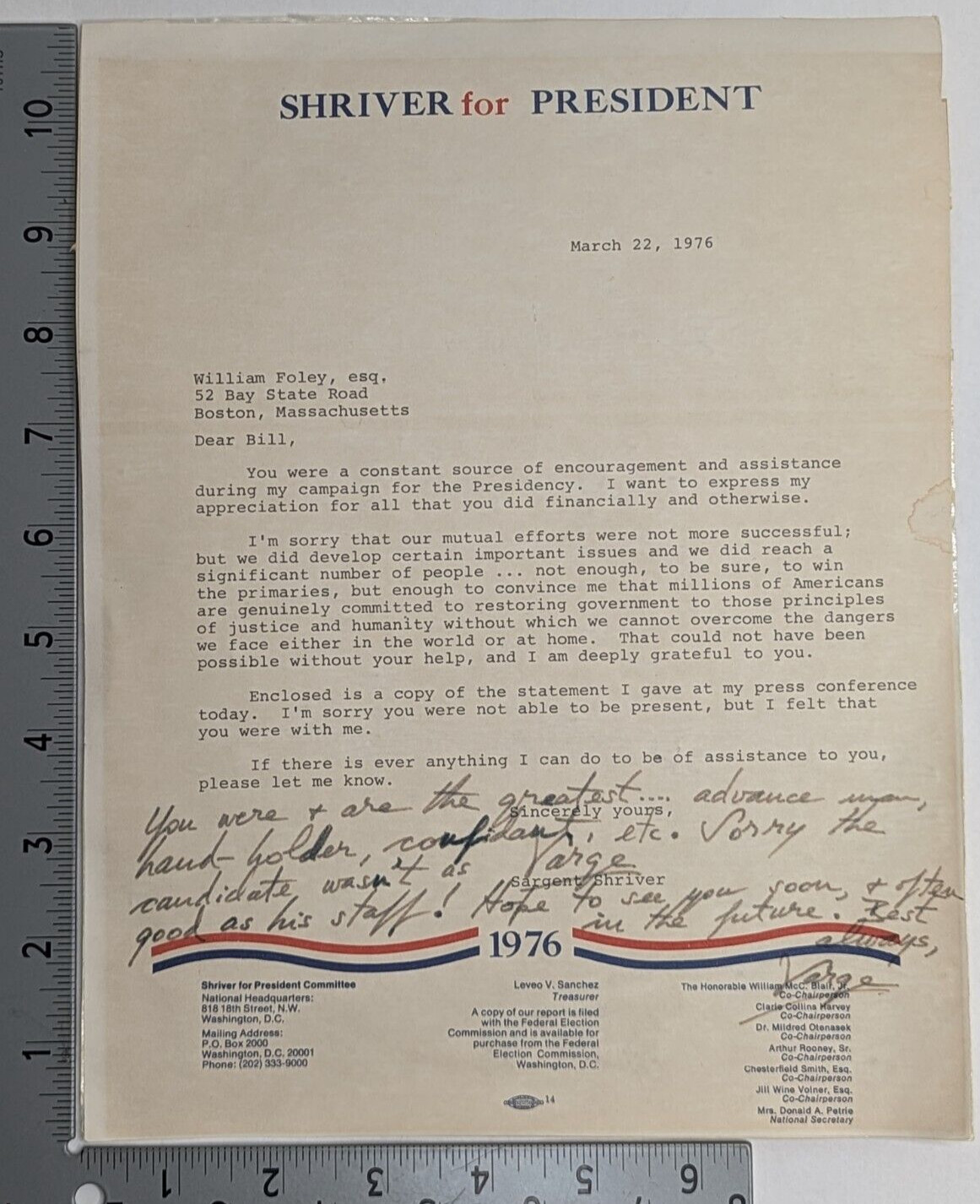 9x KENNEDY & SHRIVER Signed Photo & Letter Collection: Ted, RFK, JFK, Sargent