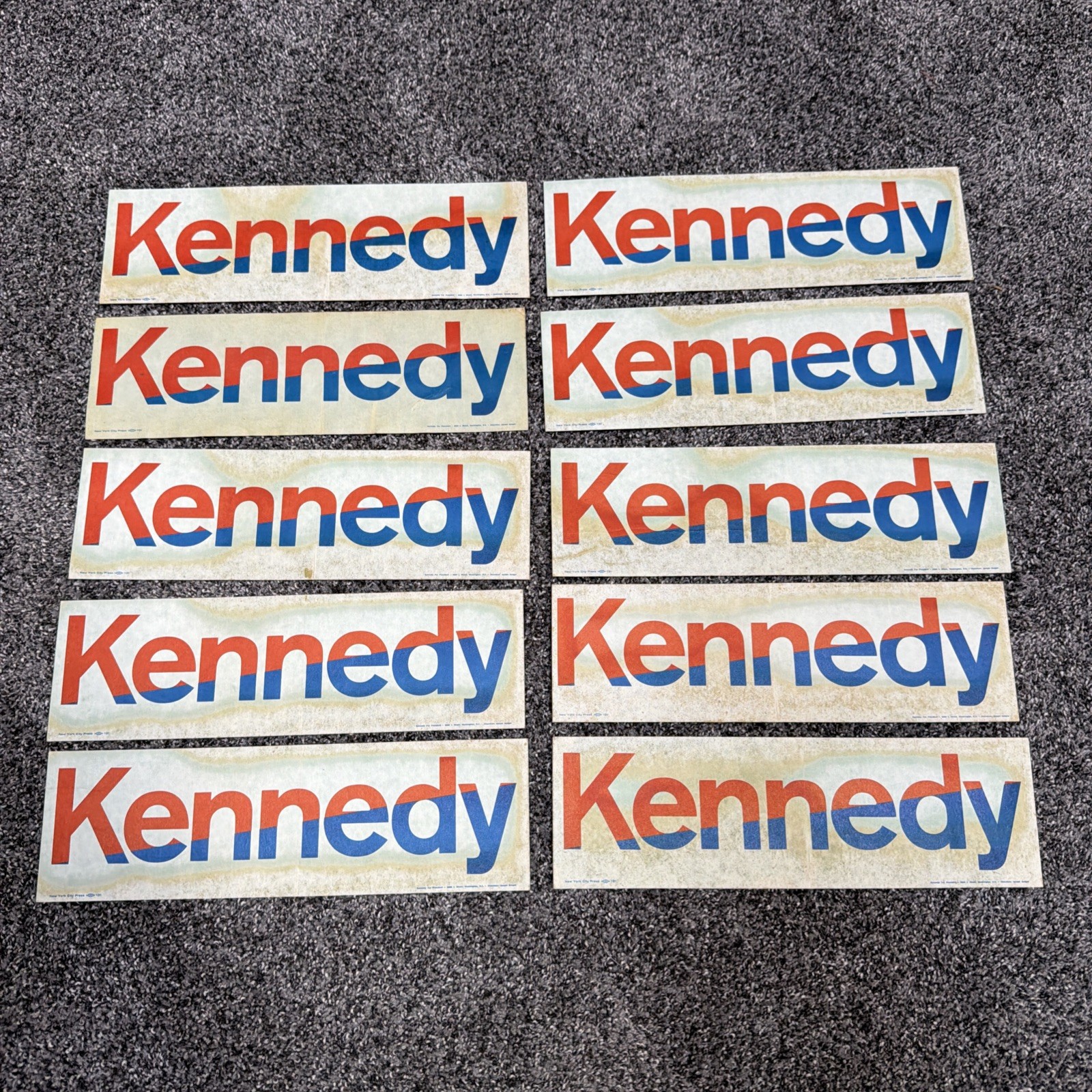 Vtg Lot Of 10 NOS ROBERT F KENNEDY PRESIDENTIAL BUMPER STICKER 1968 ELECTION
