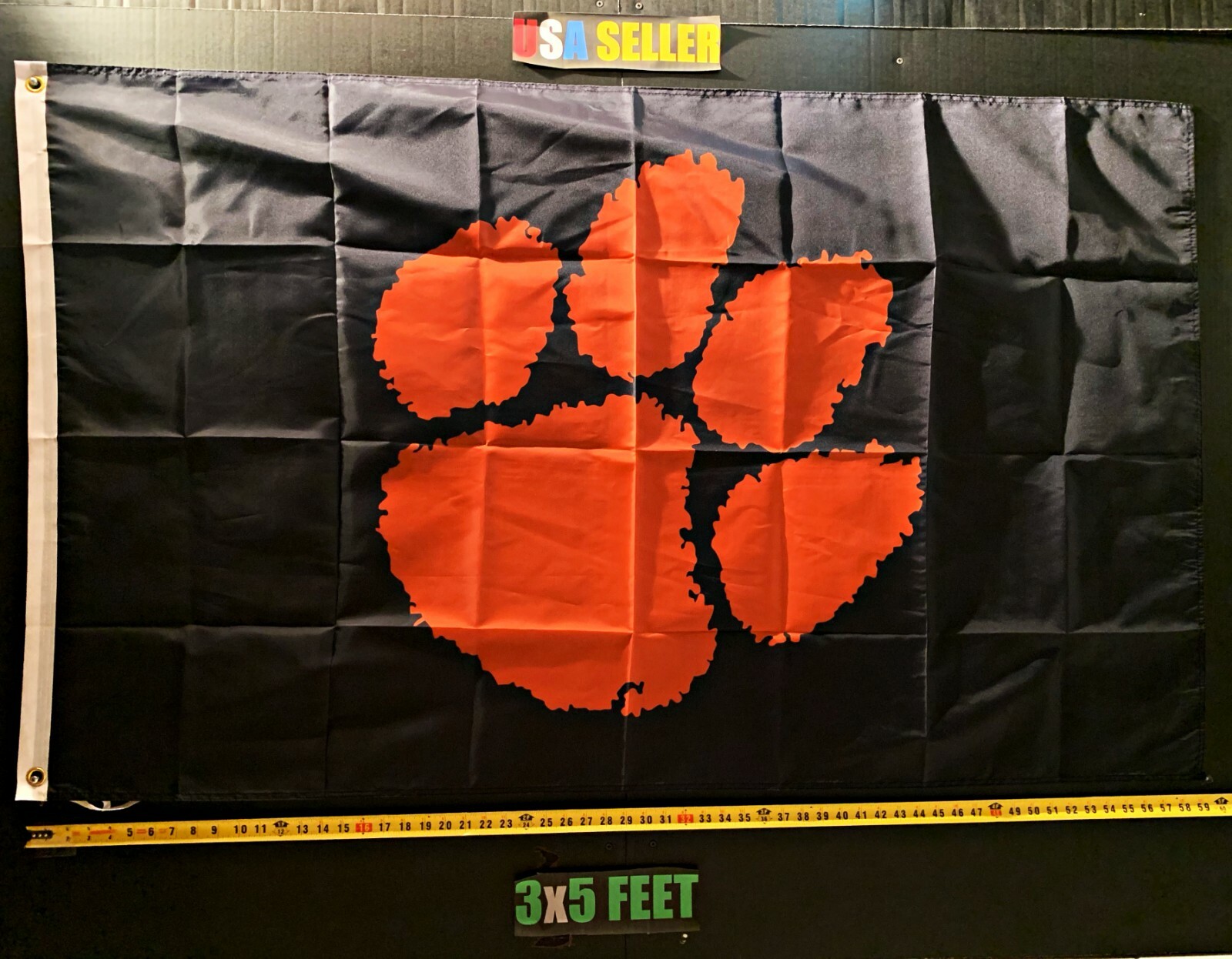 Tiger Paw Flag FREE USA SHIP Orange Black Tiger Paw Football Sport USA Sign 3×5′