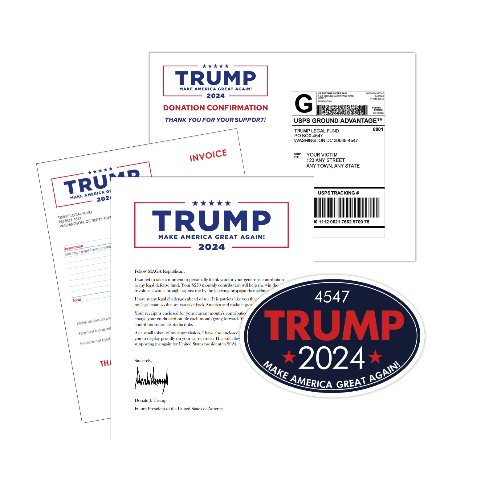 Funny Prank Donald Trump Legal Fund Donation Confirmation – Sent 100% Anonymous