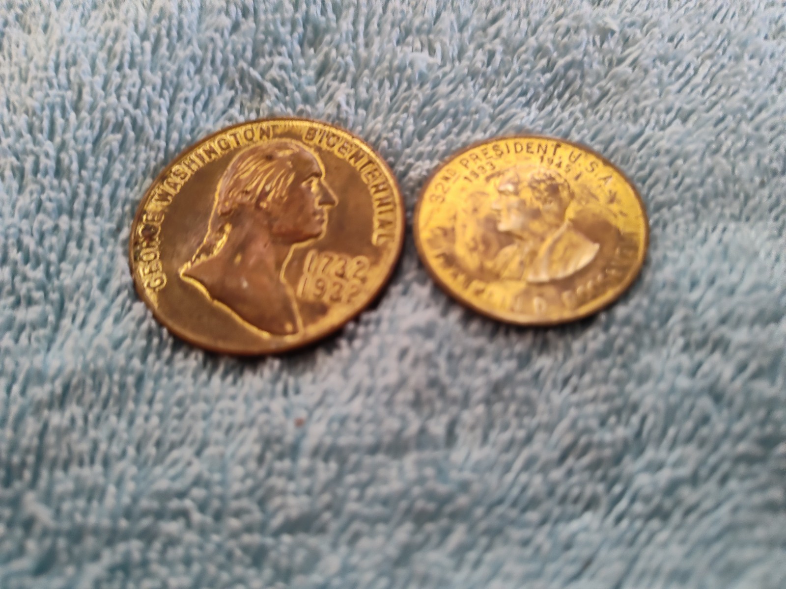 2 Presidential Tokens-Washington & F D Roosevelt