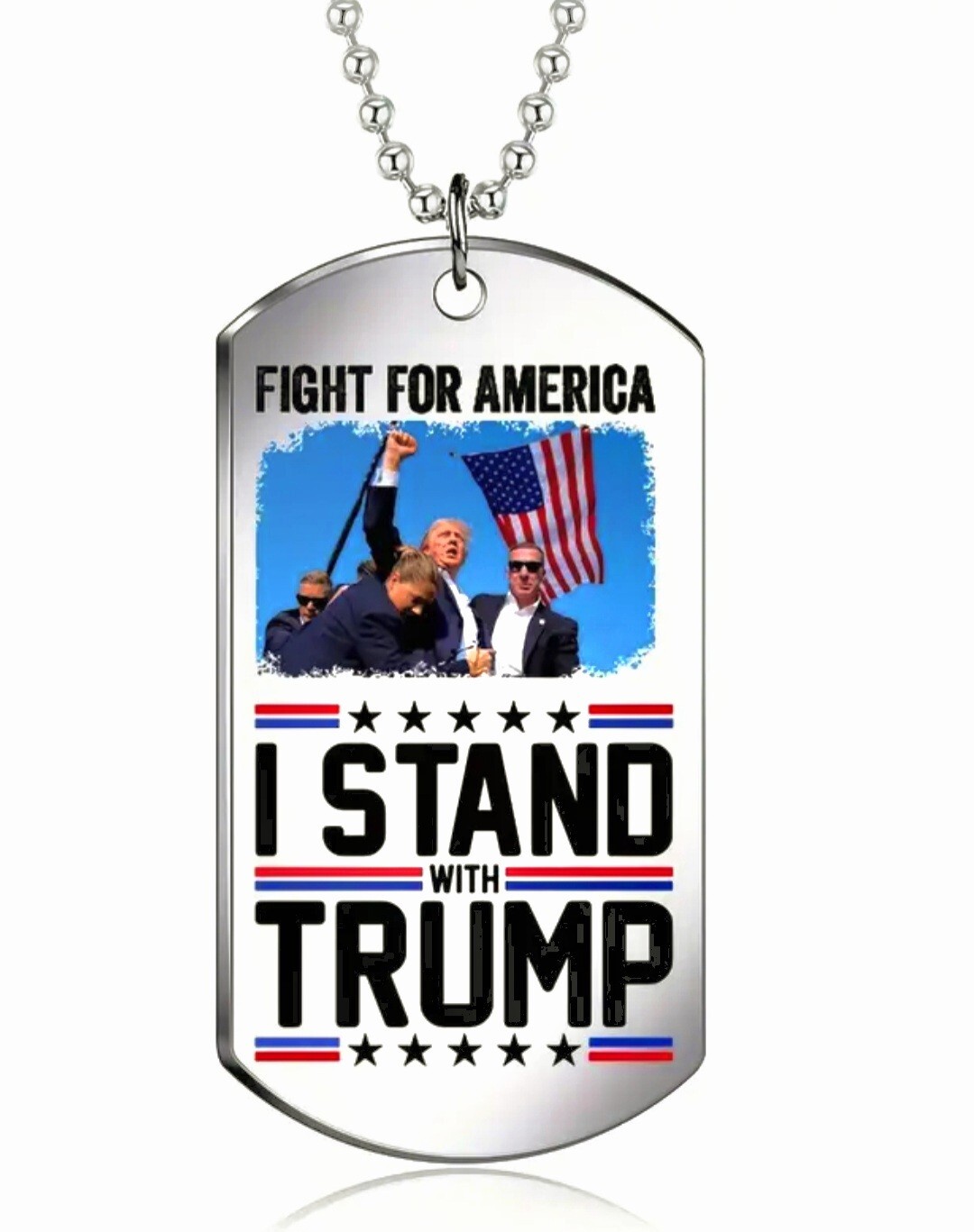 Donald Trump – I Stand With Trump – Fight For America Keychain Backpack Dog Tags