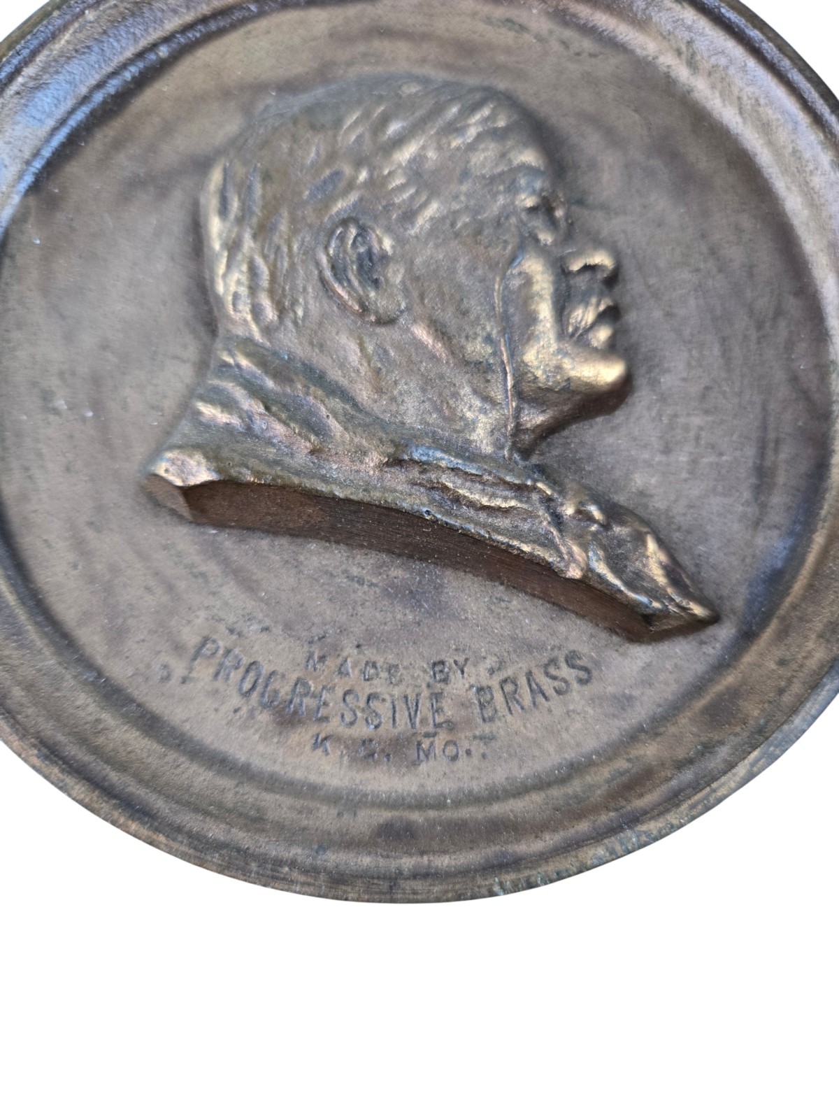 Theodore Roosevelt: Brass Plaque From Teddy’s Bull Moose Party Era