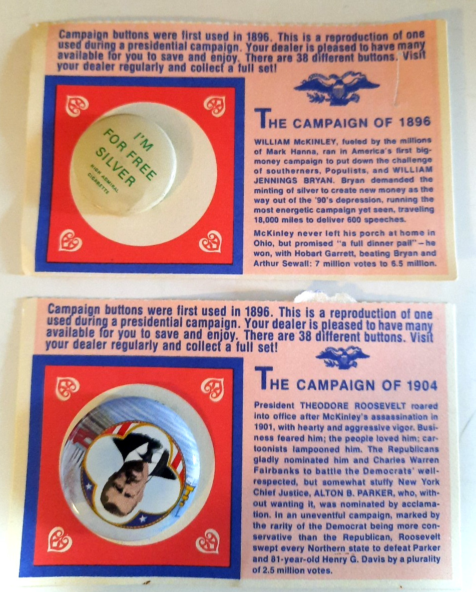 Vintage Lot of 2 AMOCO Oil Reproduction Political Pins: Campaign of 1896 & 1904