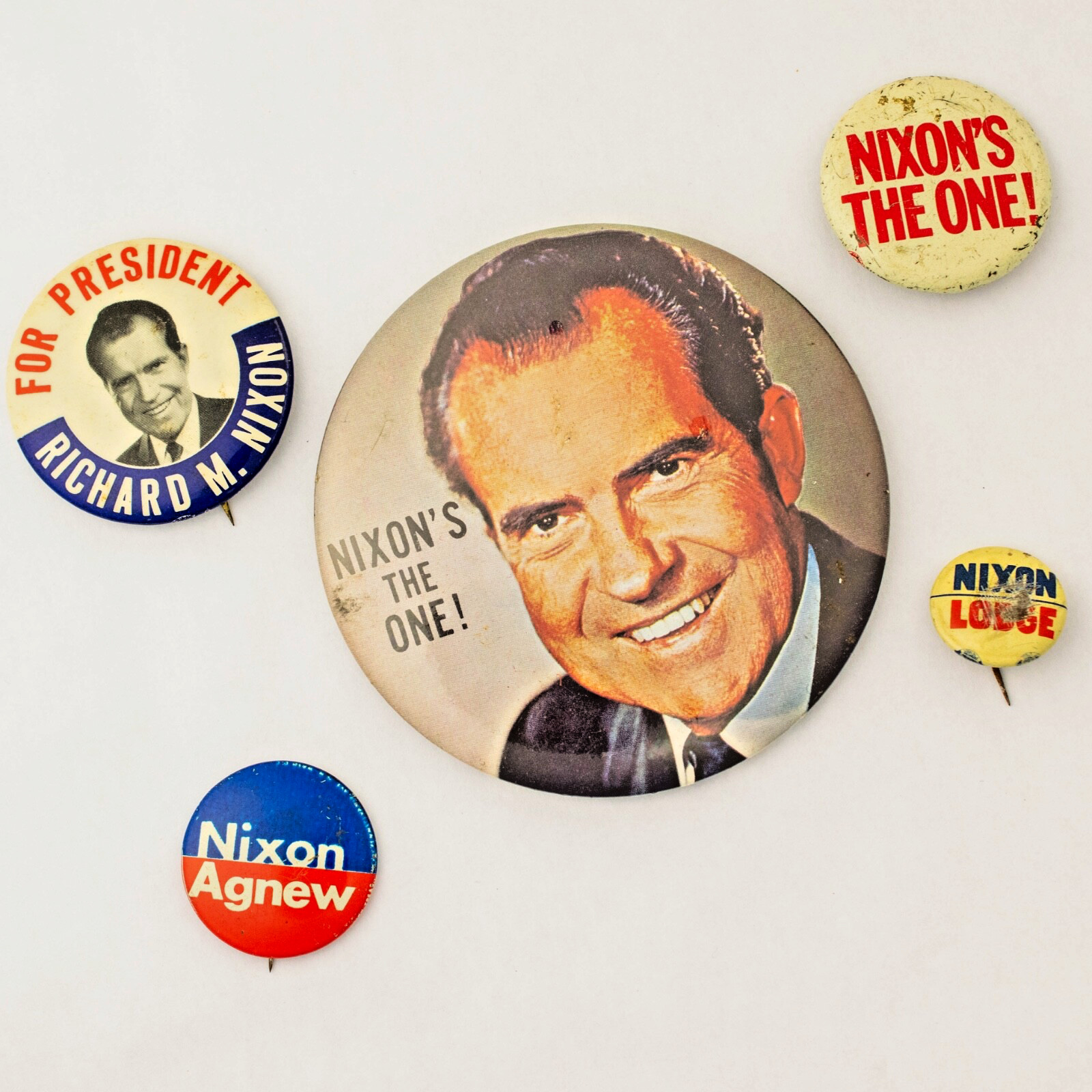 Nixon / Agnew / Lodge Political Campaign Buttons / Pins – 1960/1968 Lot of 5
