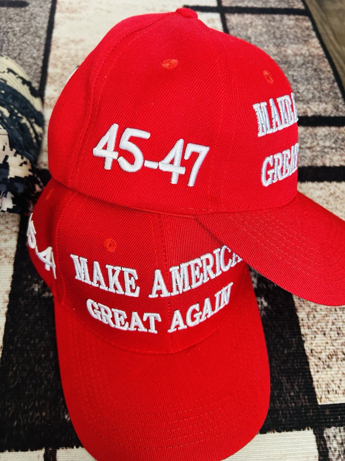 10pc MAGA 45-47th President Donald Trump Make America Great Hat EMB Wool Red