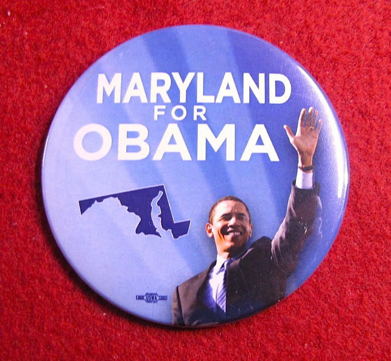 2008 Barack Obama for President Maryland State Political 3″ Pinback Button