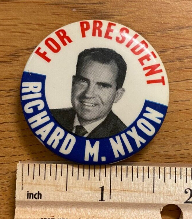 1 3/4″ “For President: Richard M. Nixon” Red, White, and Blue Campaign Button