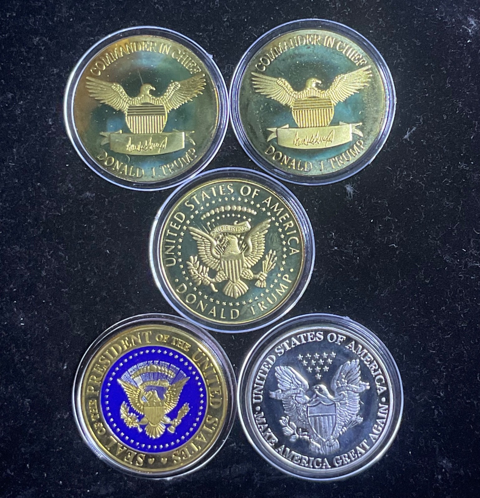 2020 Donald Trump Lot of 5 Challenge Coins Commemorative Presidential Seal MAGA