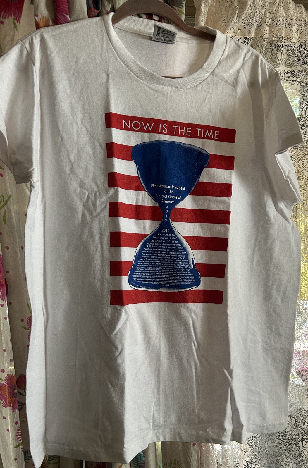 Now Is The Time 2016 Hillary Clinton T Shirt w/ Hourglass Design !New!