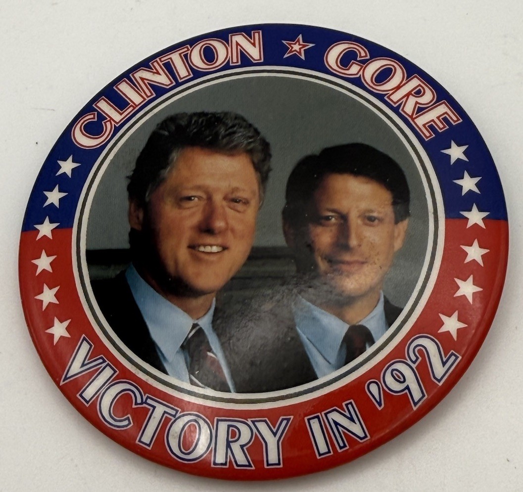 1992 3” Bill Clinton Al Gore Victory In ‘92 Presidential Campaign Button Picture