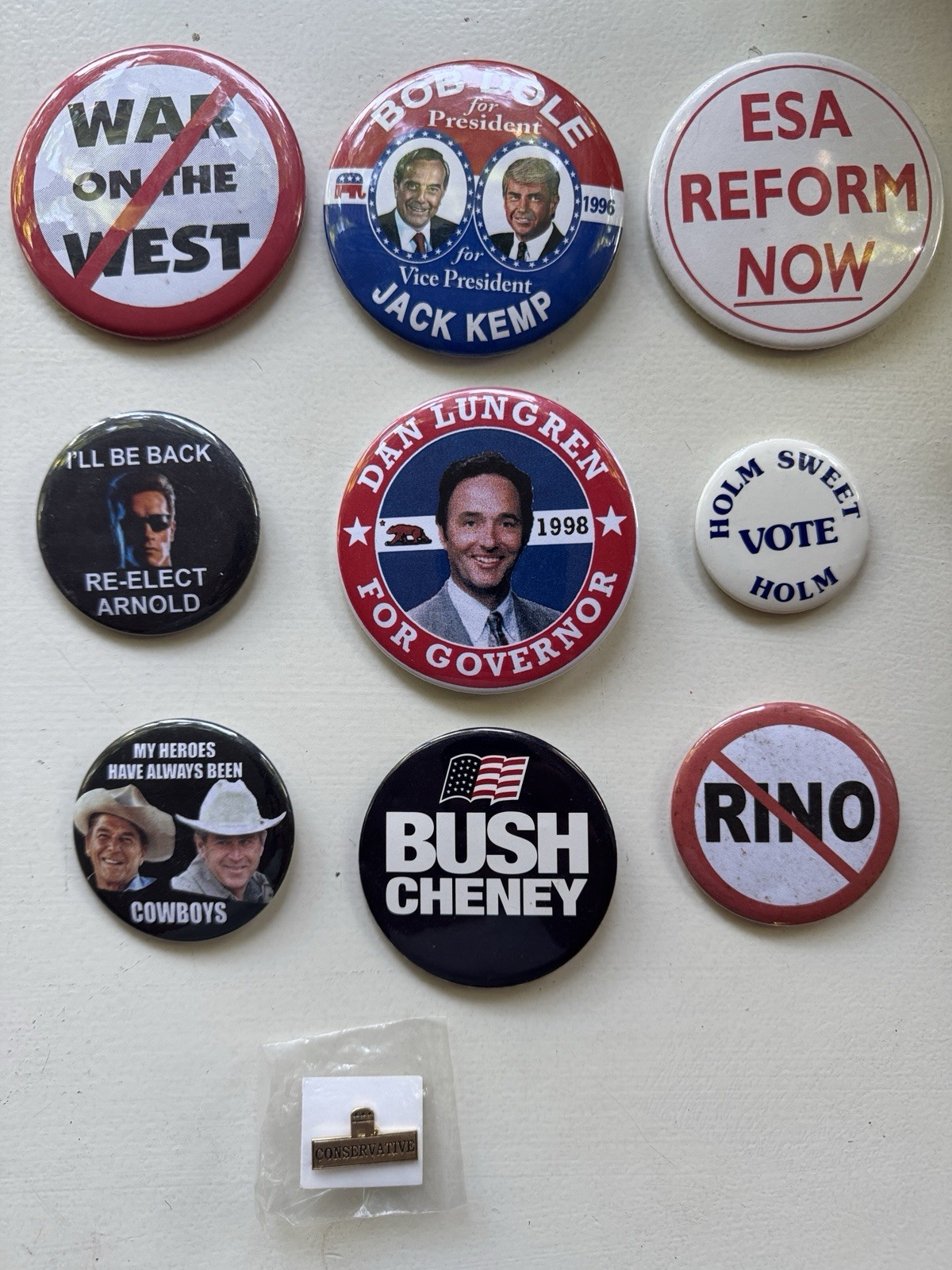 Lot Of 10 Republican Political Pins Reagan Bush Dole California Governor