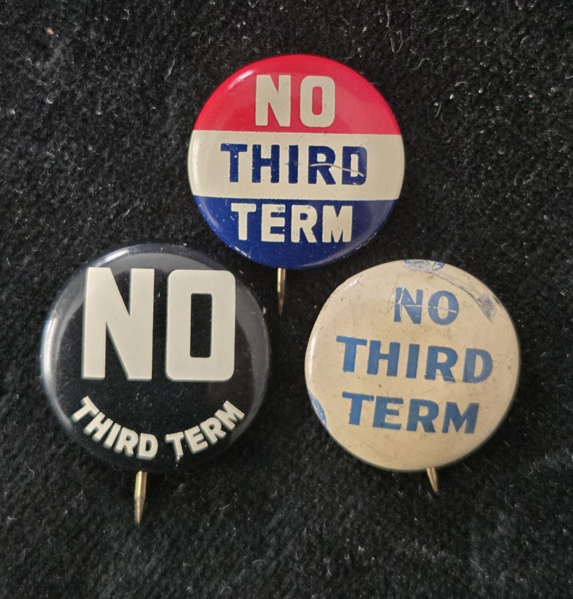 Lot of 3 Vintage Wendell Willkie 1940 Pinback Button No Third Term anti FDR N1