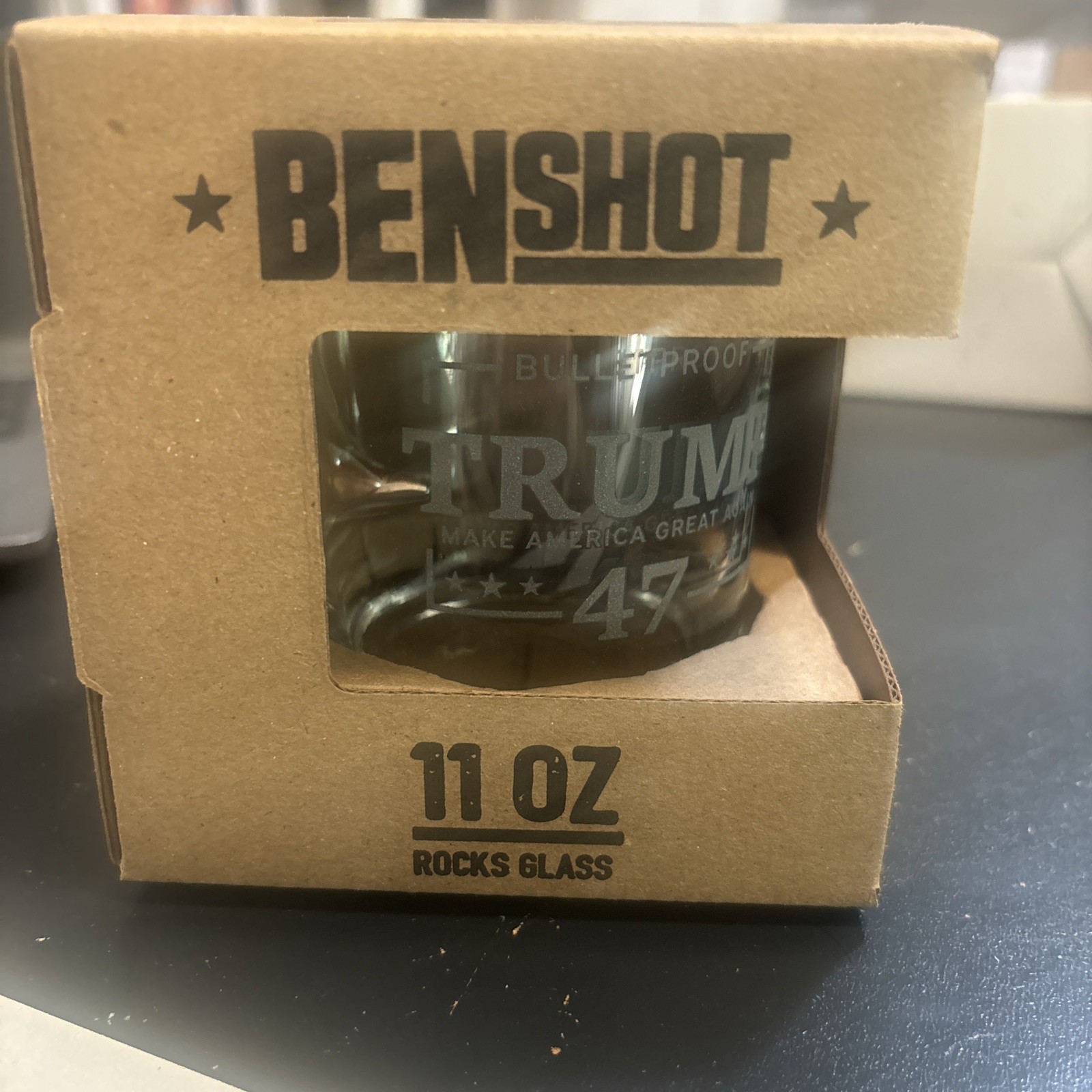 BenShot Bullet Proof Trump #47 Make America Great Again 11oz Whiskey Glass