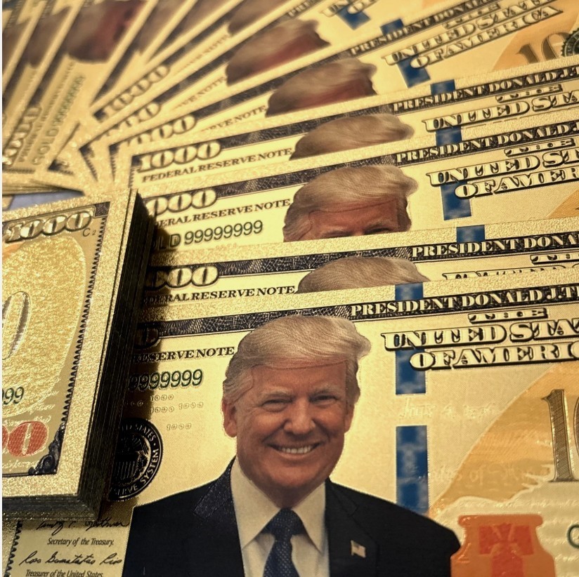 100 PC LOT-24K GOLD Plated Foil Novelty Banknotes TRUMP $1000 MAGA