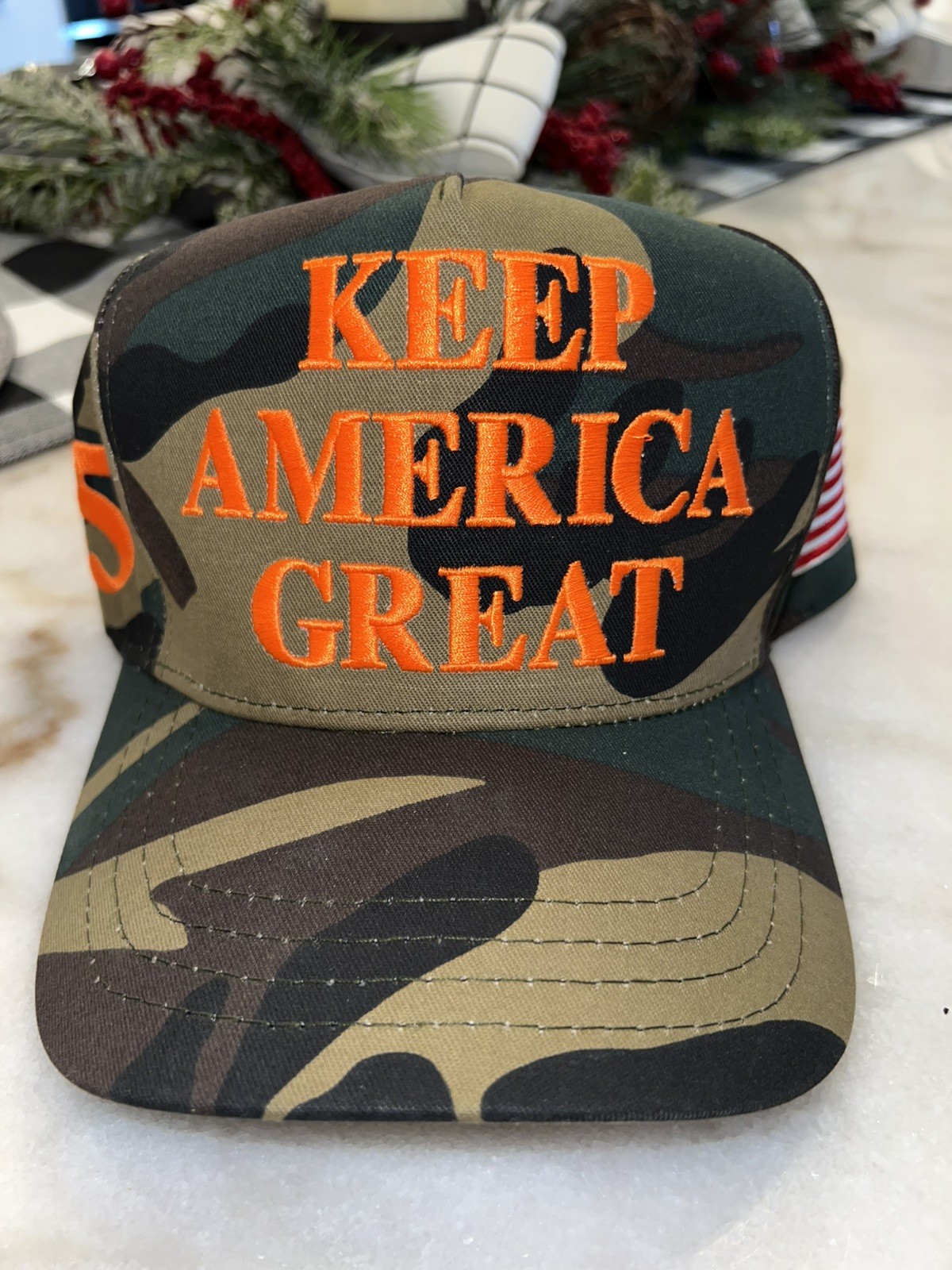Official Campaign Hat – KAG TRUMP 2020 – Camo/Orange