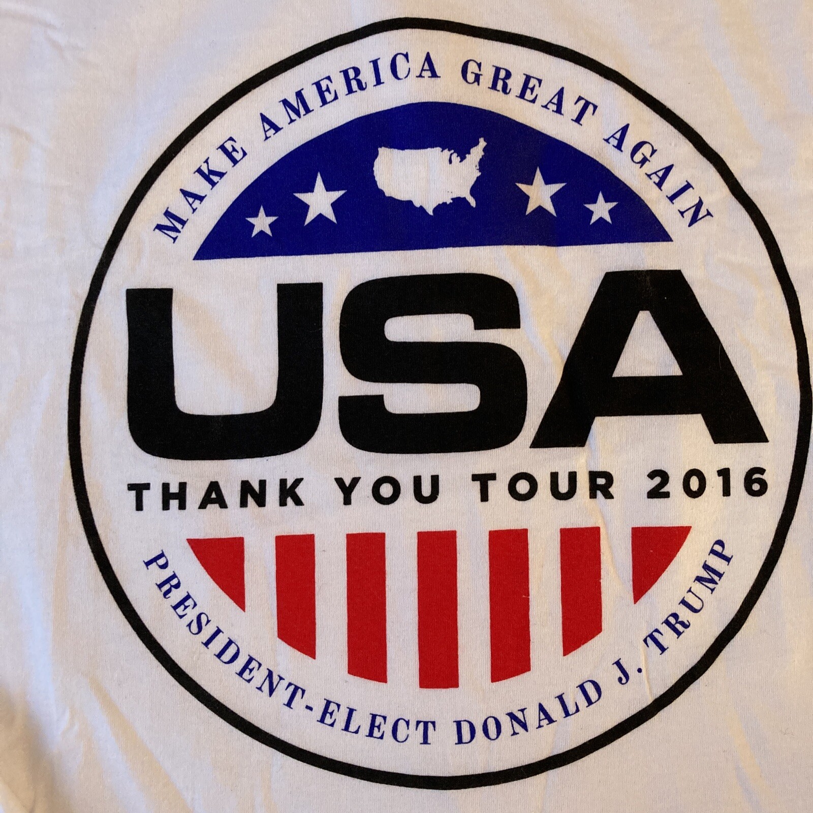 make america great again thank you tour 16 Short Sleeve Tshirt Large White Mens
