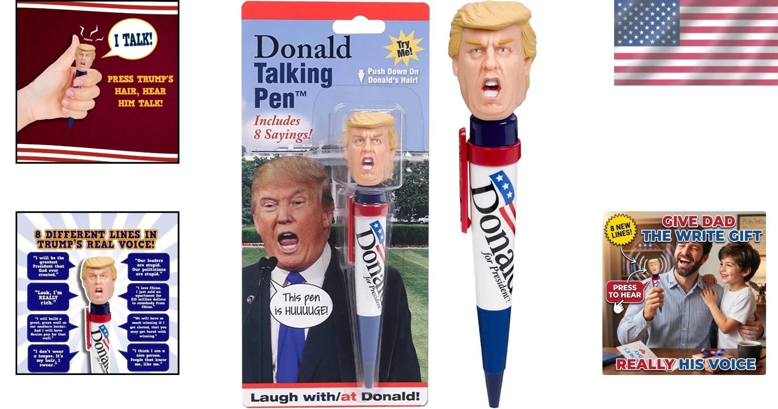 Donald Trump Talking Pen: Fun Gag Gift with 8 Real Quotes & Batteries Included