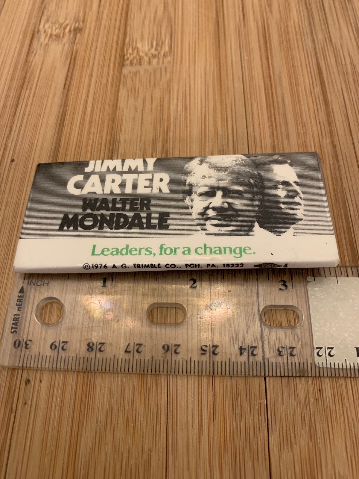 Jimmy Carter Mondale Leaders, For A Change 1976 Campign Pin FREE SHIPPING