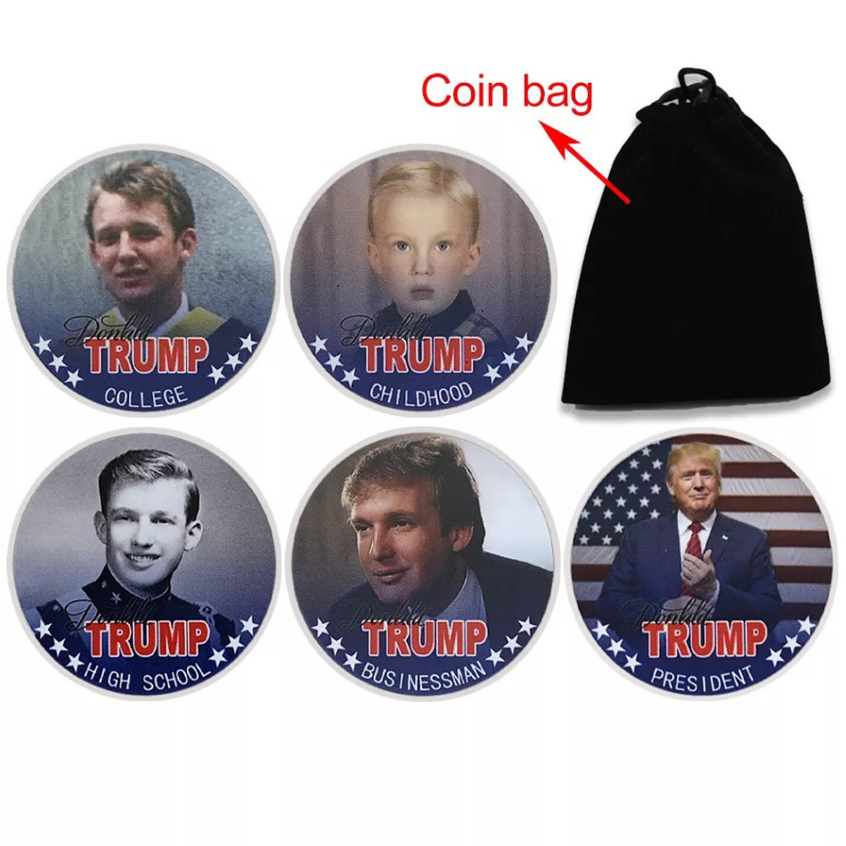 Donald Trump’s Childhood-Teen-Adult-President Collection 5 Life Stages Coin Set